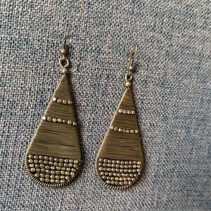 Vintage-Inspired Gold Teardrop Beaded Dangle Earrings